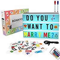 Caja de Luz A4 16 Colores con 300 Letras y Emojis- Mando- 2 Rotuladores – BONNYCO |Ñ y Ç | Cartel Luminoso LED- Ideal…